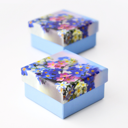 Футляр картонный "Романтика. Незабудки №2", 60х60х34 мм