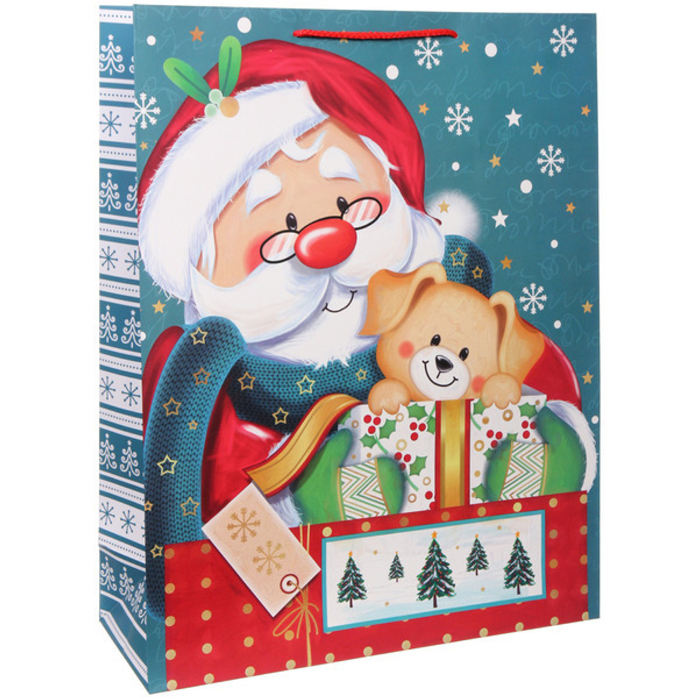 Пакет подарочный «Веселый Дедушка Мороз» 41,5*53*15,5 см, микс