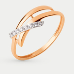 Кольцо женское из красного золота 585 пробы с фианитами (арт. 025341-1102)