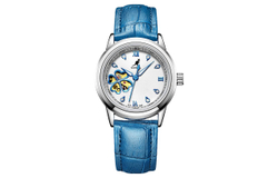 KANGOL Automatic Mechanical Movement Genuine Leather Strap Watch Women"s Watch Black Dial KANGOL K115