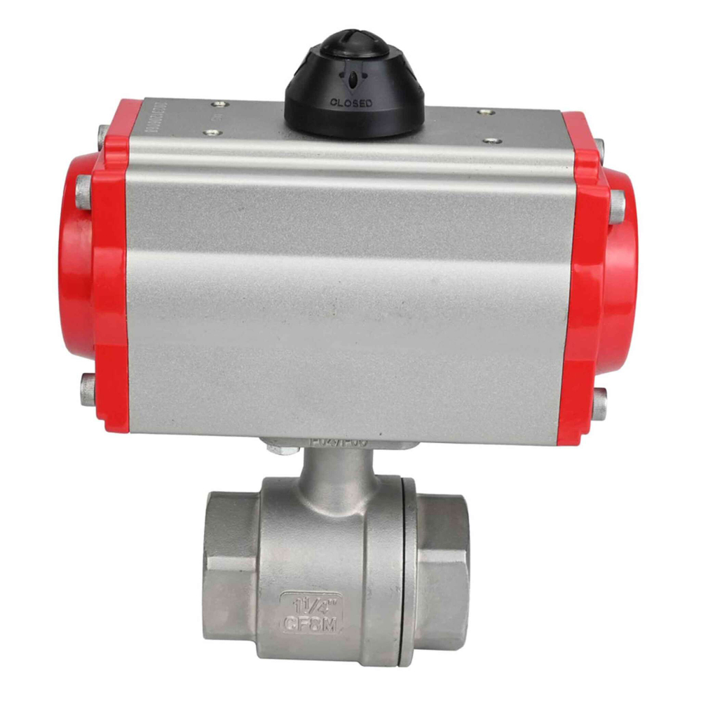 Stainless steel ball valve Elephant BVMP.316.230-ISO PSI914, body material - stainless steel AISI 316, ball material - stainless steel AISI 316, seal - PTFE, full port, threaded, double-acting pneumatic actuator Elephant DA