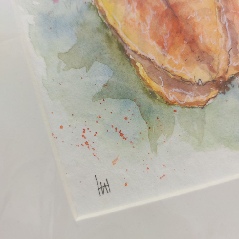 Картина акварельная авторская в паспарту 21х30 см на стену для интерьера "Карамбола"