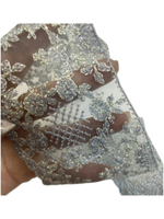 кружево на сетке вышивка шелк/хлопок (Франция) ш-7см отрез 1 м