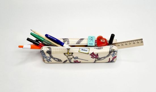 Школьный пенал с 2 отделениями, сиреневый, 11 предметов