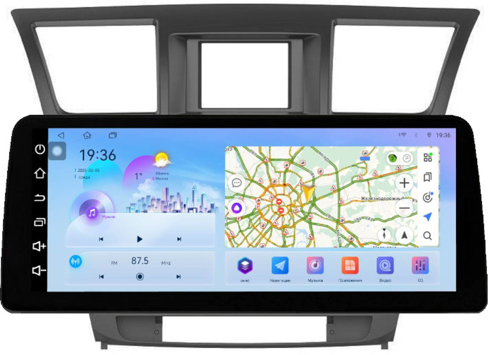 Магнитола для Toyota Highlander 2 XU40 2007-2013 (крутилки декоративные) - FarCar монитор 12.3" 2K QLED на Android 14, TS10, CarPlay, 4G SIM-слот