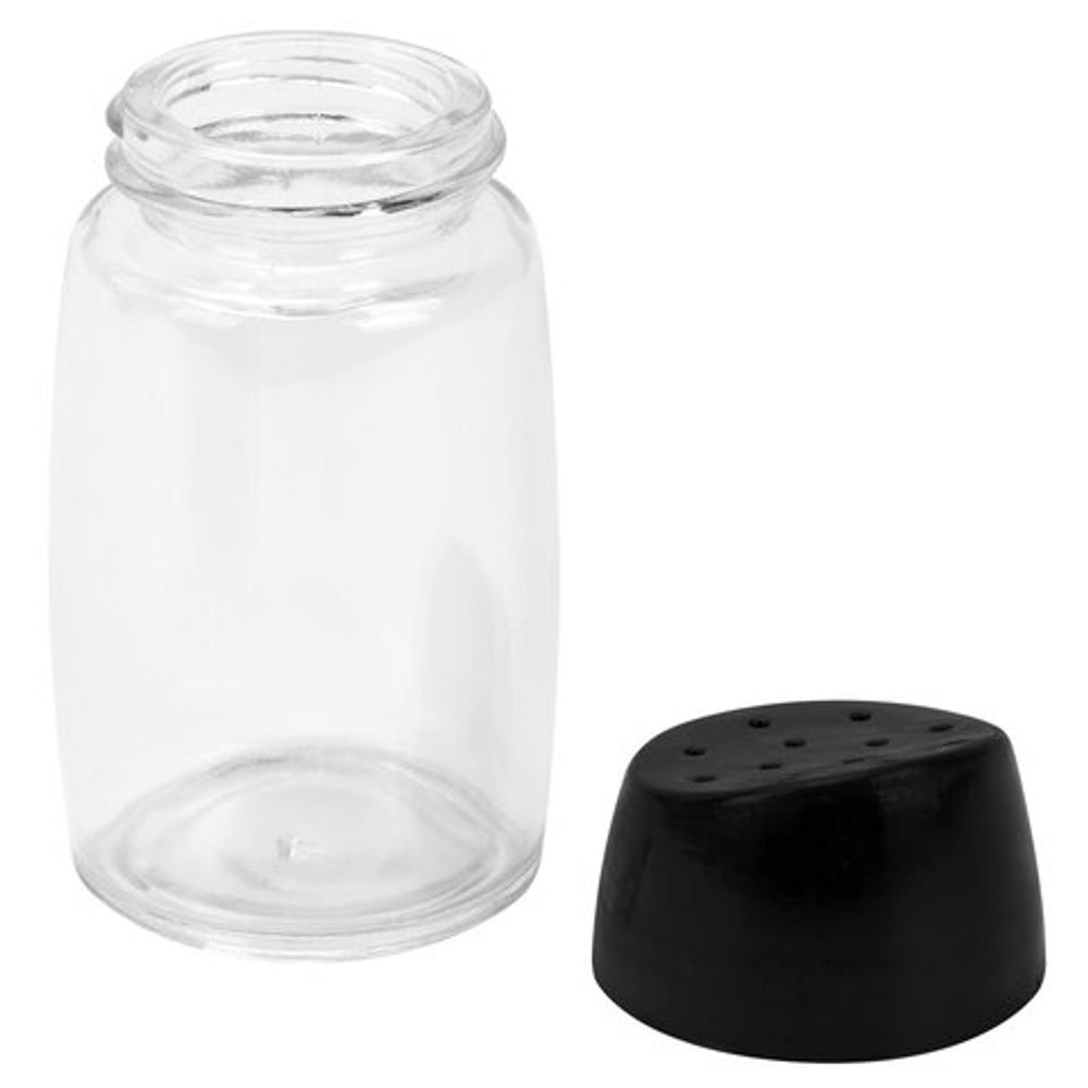 Набор для специй 2х60 мл, BASIC, подставка + солонка + перечница, стекло/пластик, черный, WEGLA (ВЕГЛА), 700232