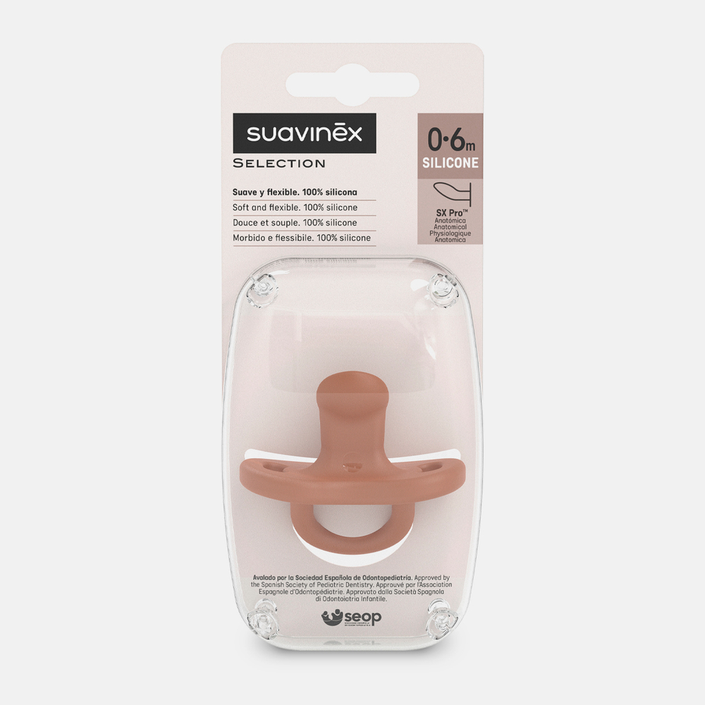 Пустышка силиконовая со скошенным краем SUAVINEX COLOUR ESSENCE 0-6 мес