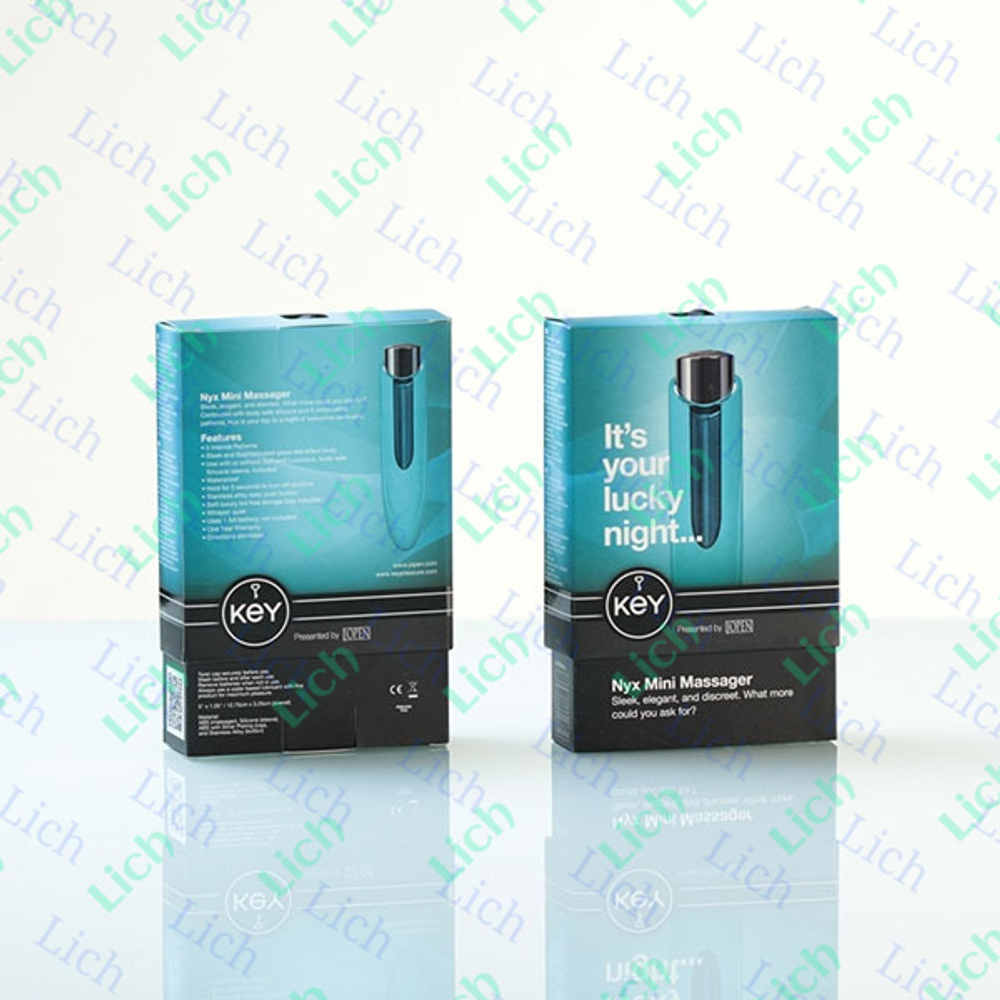 Голубой вибратор со снимающейся насадкой Nyx Key