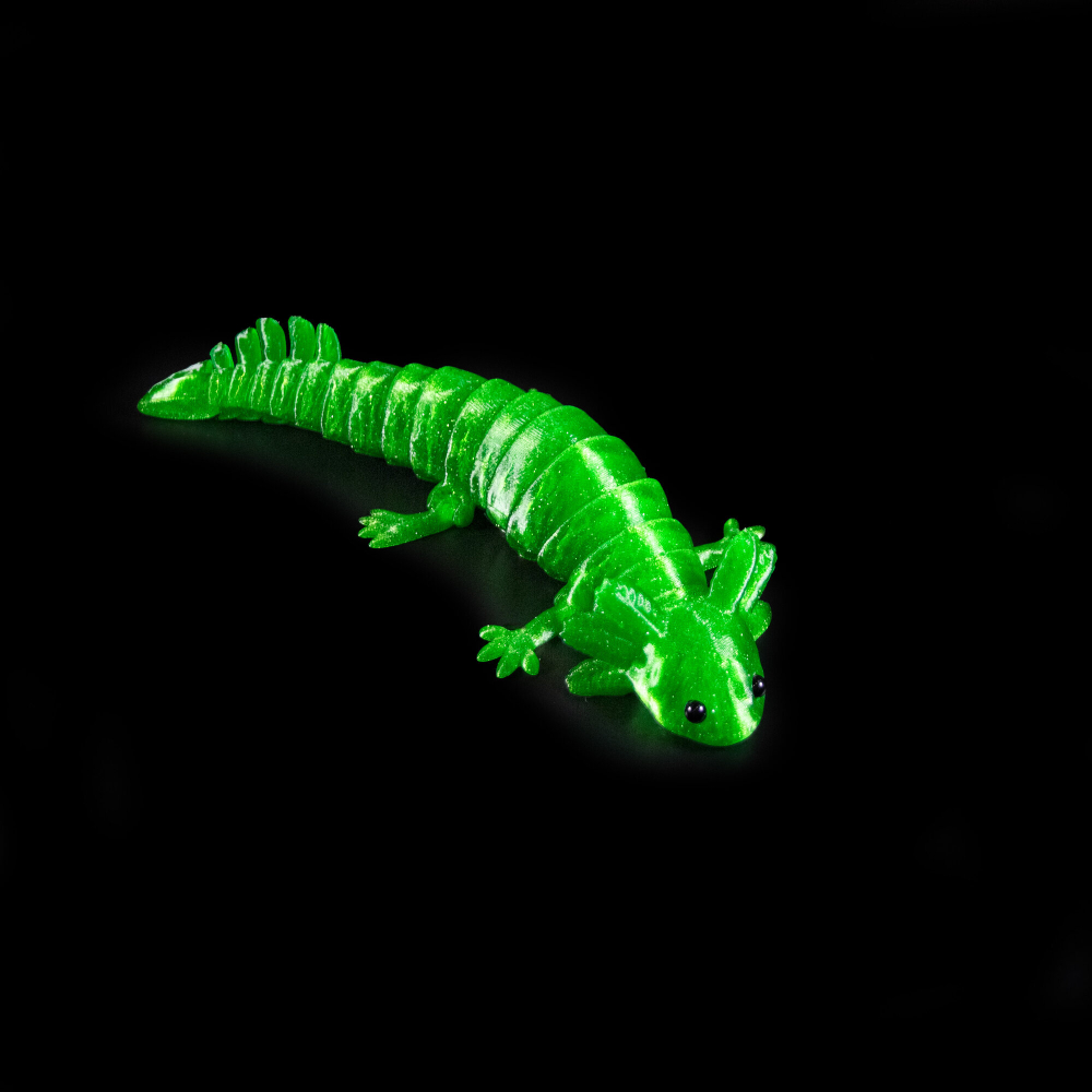 Аксолотль гибкая сегментная подвижная игрушка, 18 см., 3D печать, зеленый