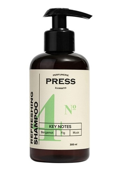 Шампунь для волос освежающий Press Gurwitz Perfumerie №4 с нотами бергамота, инжира и мускуса, 300 мл