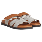 Hermes Chypre Calfskin open-toed velcro fashion sandals men's brown gray, H231819Z HPN