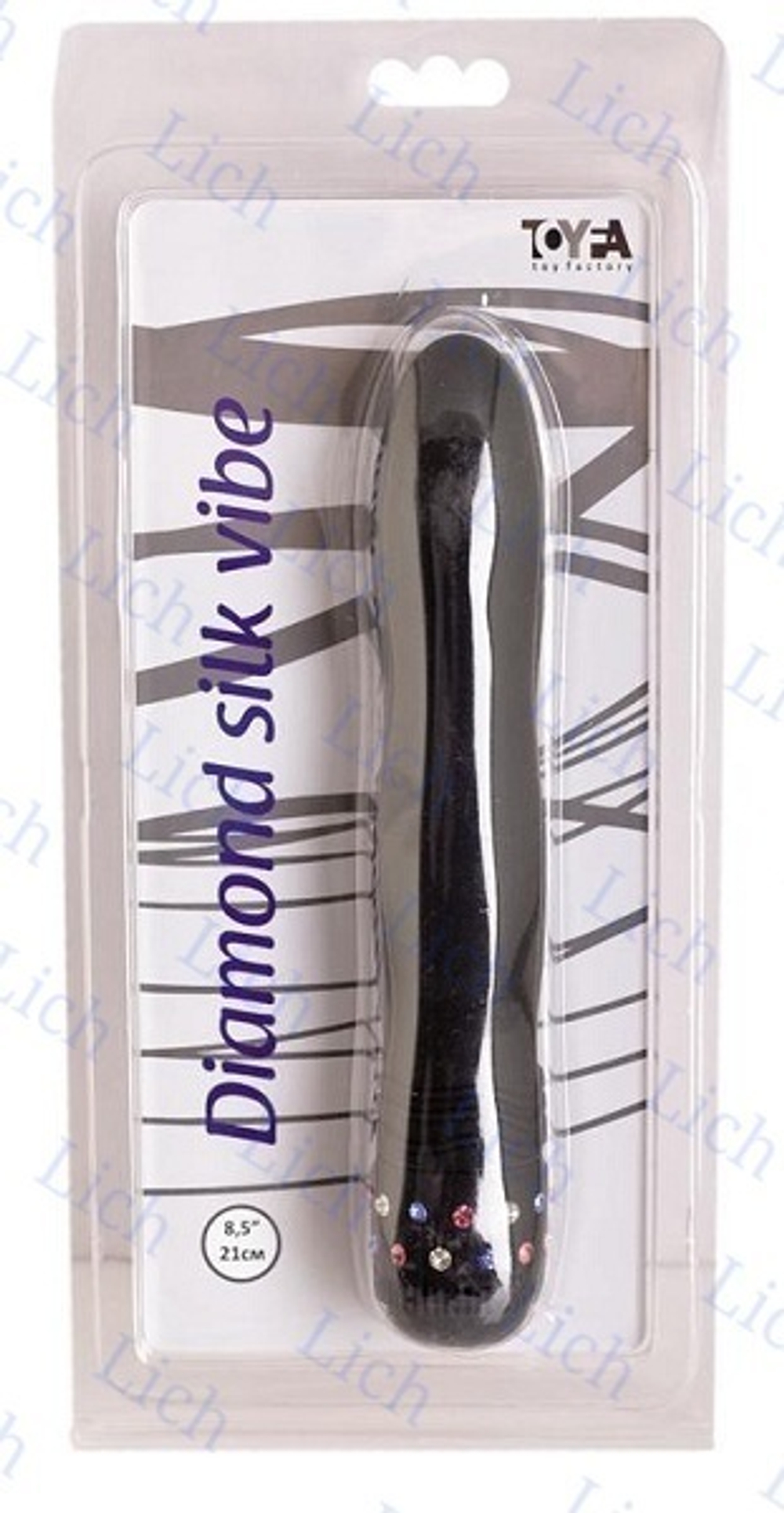 Черный мультискоростной вибратор со стразами длиной 21 см.