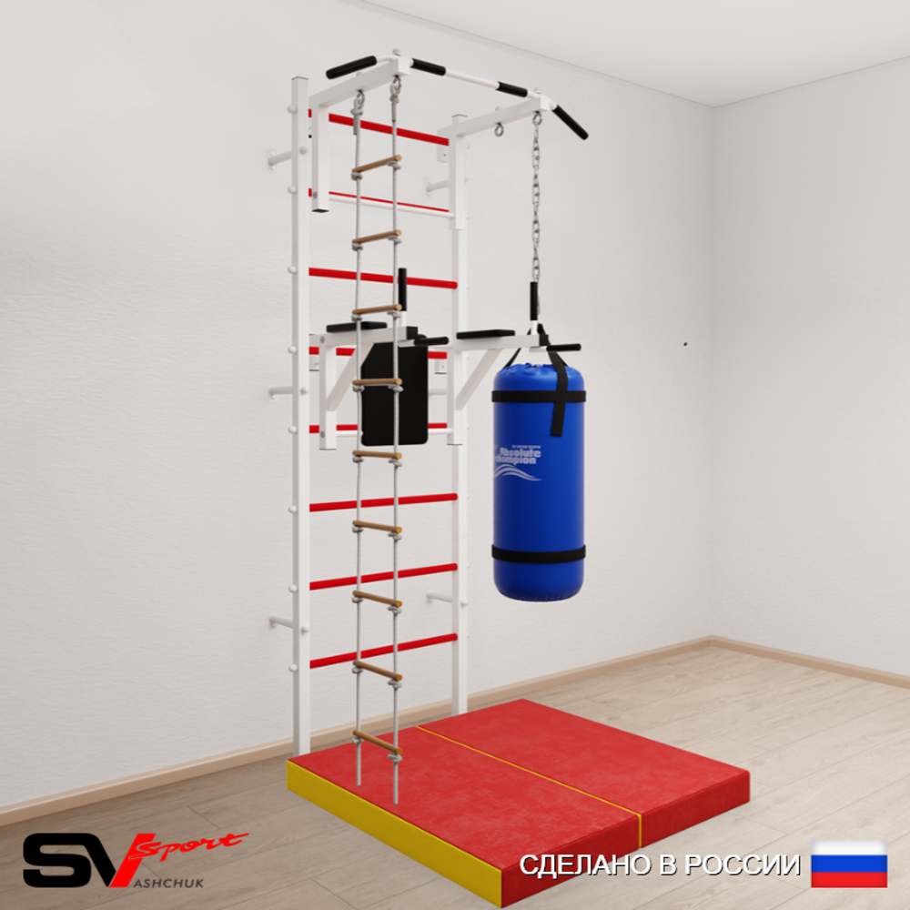 Шведская стенка Sv Sport 5727 (Турник стандарт/Брусья/Лестница/Цепь/Мешок 30кг/Мат 1м)