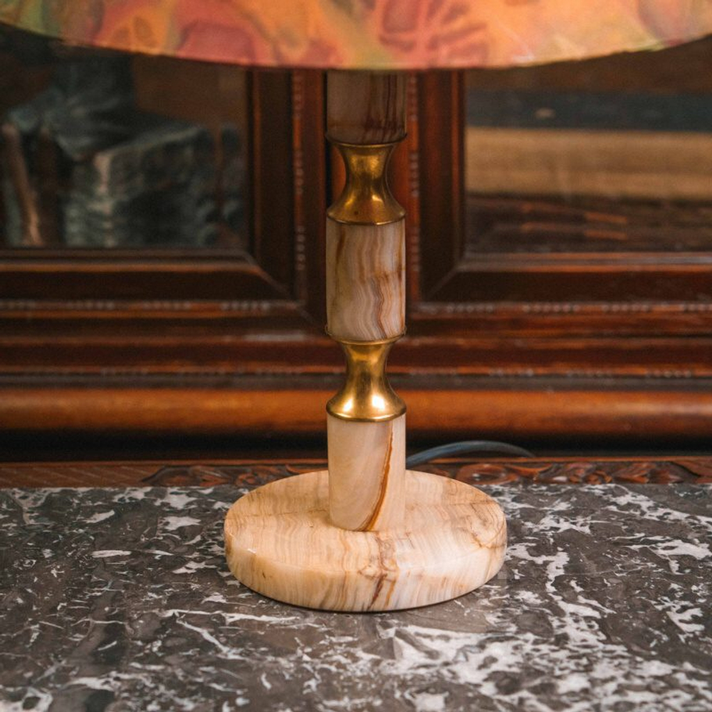 Настольная лампа из мрамора и латуни