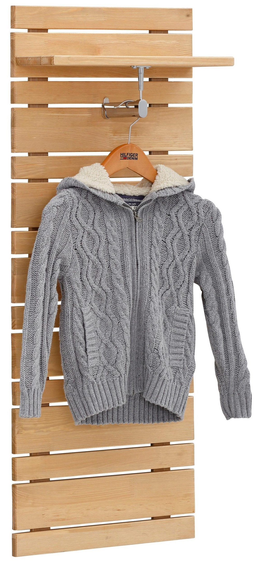 Вешалка настенная 40х18х104, для одежды, панель навесная в прихожую, Джосси, массив сосны, Dipriz