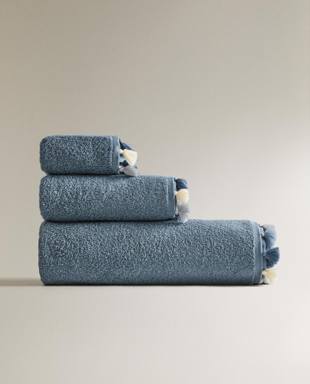 Zara Home Полотенце для лица и рук из хлопка, голубой