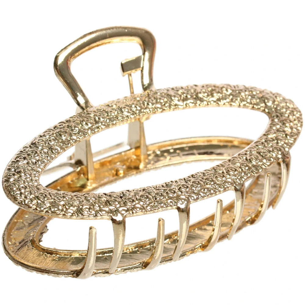 Заколка-краб для волос «AKS - DesignPRO», овал, цвет золото и хром, 6.8*3см