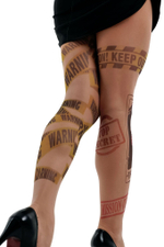 Колготки +size с принтом в виде куклы Билли (Размер: XL-XXL-XXXL) (Цвет: бежевый)