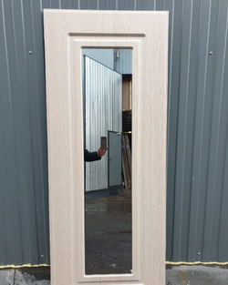Входная металлическая дверь с зеркалом Лекс 3 БАРК Серый букле  №23 зеркало Беленый дуб