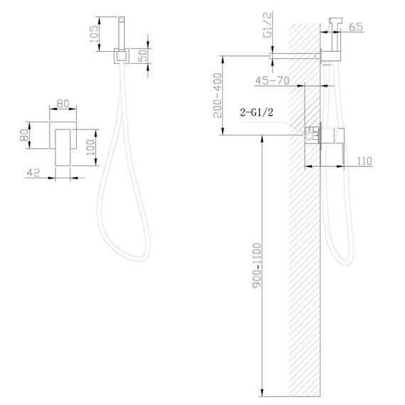 Смеситель ABBER Daheim AF8225SP с гигиеническим душем, сатин