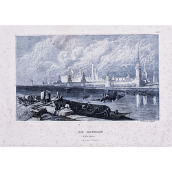 Херцер Г. и Викерс А. Вид на Московский Кремль. Старинная гравюра. XIX в.