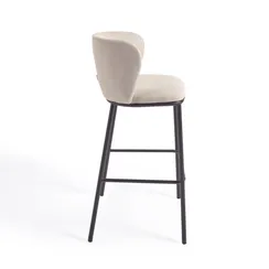 Ciselia Барный стул из бежевой синели и черной стали 75 см