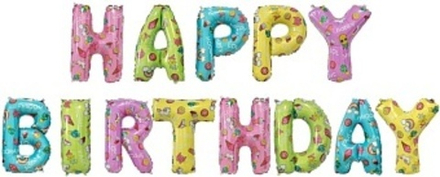 Набор шаров-букв (14''/36 см) Мини-Надпись "Happy Birthday" Веселые картинки