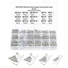 Набор винтов c шайбами и гайками (M2, M3, M4, M5), в комплекте 1220 штук