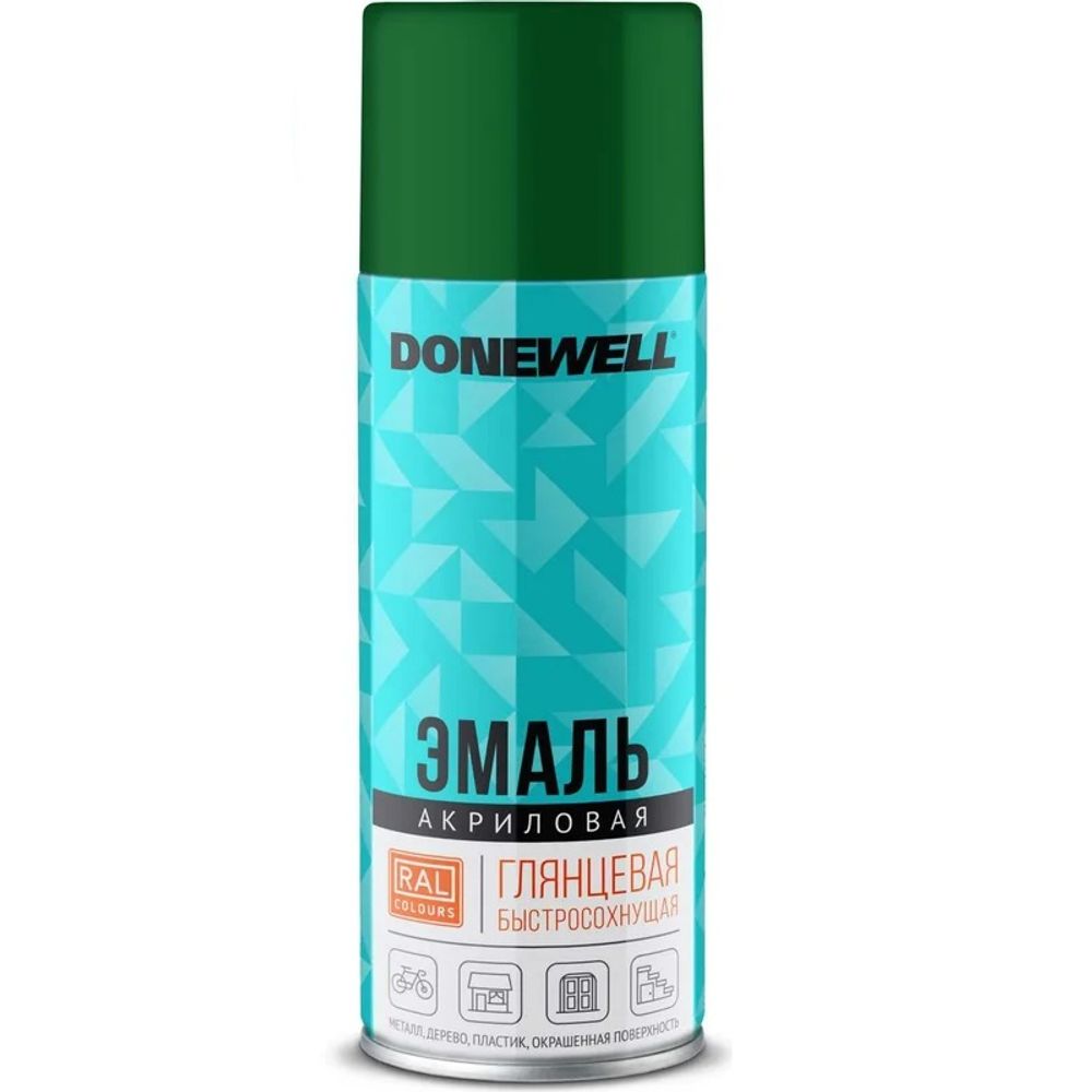 Эмаль универсальная акриловая DONEWELL RAL 6029 зелёная глянцевая 520 мл