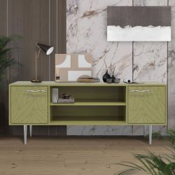 Тумба под ТВ Арт Колор leaves 155см Стайл Сильвер Зеленая олива