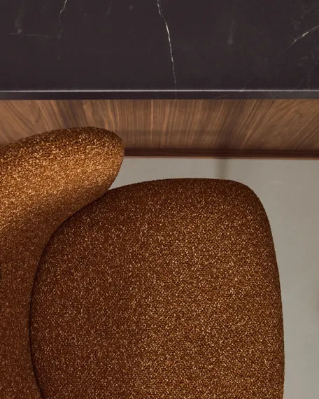 Барный стул Ciselia из терракотового шенилла с ножками из черной стали