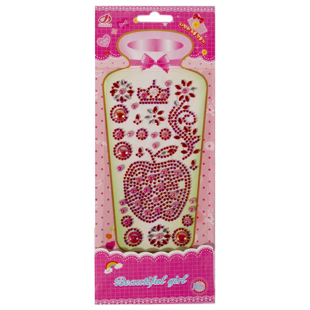 Наклейки-стразы Alingar, акриловые, "Яблочко", яблоко, цветы, корона, пакет с европодвесом