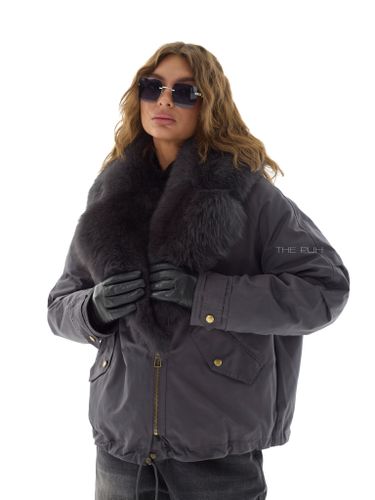 Графитовая пуховая парка с мехом лисы