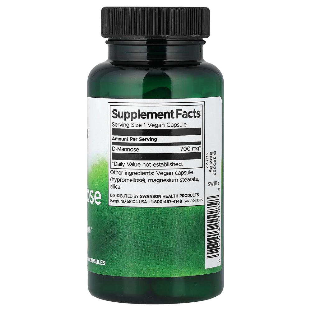 Swanson, D-манноза, 700 мг, 60 веганских капсул