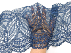 Эластичное кружево, 22 см, французский синий (синий с оттенком графит), (Арт: EK-2719), м