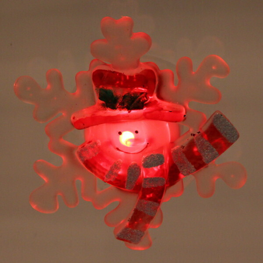 Фигурка с подсветкой «Снежинка со Снеговичком» 9,5*4 см (на присоске)