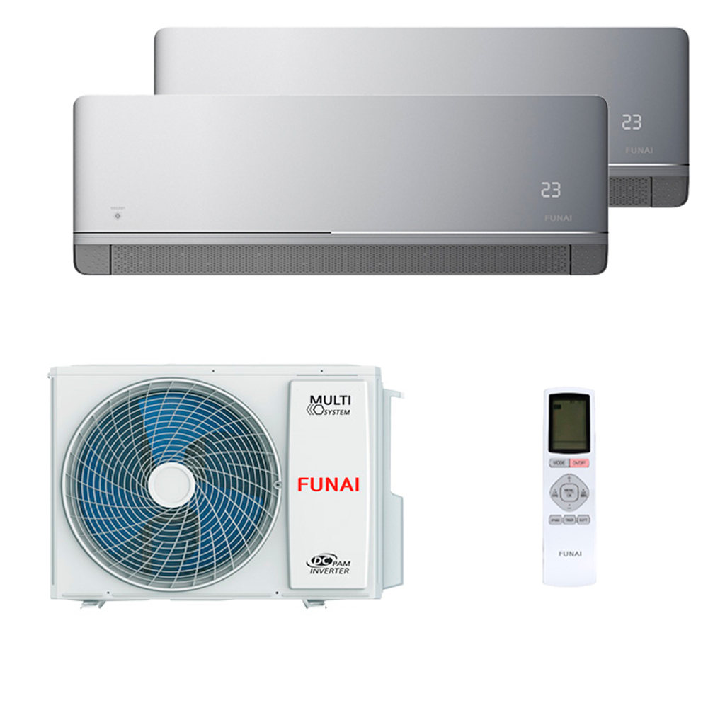 Мультисплит система на 2 комнаты Funai RAM-I-KM25HP.W01/S x 2 / RAM-I-2OK40HP.01/U