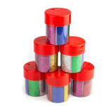 Блёстки для декора Alingar, 90 гр, 6 цветов, "Ассорти" (син, зел, роз, крас, сереб, зол), пластиковая баночка (секции)