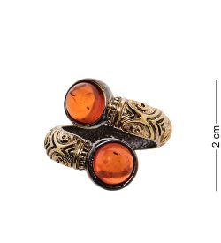 AM-2522 Кольцо «Бесконечность» (латунь, янтарь)