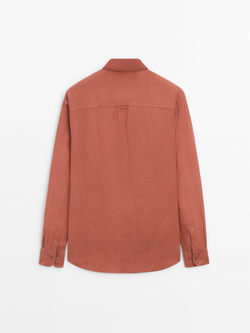 Massimo Dutti Рубашка классического кроя из 100% льна, оранжевый