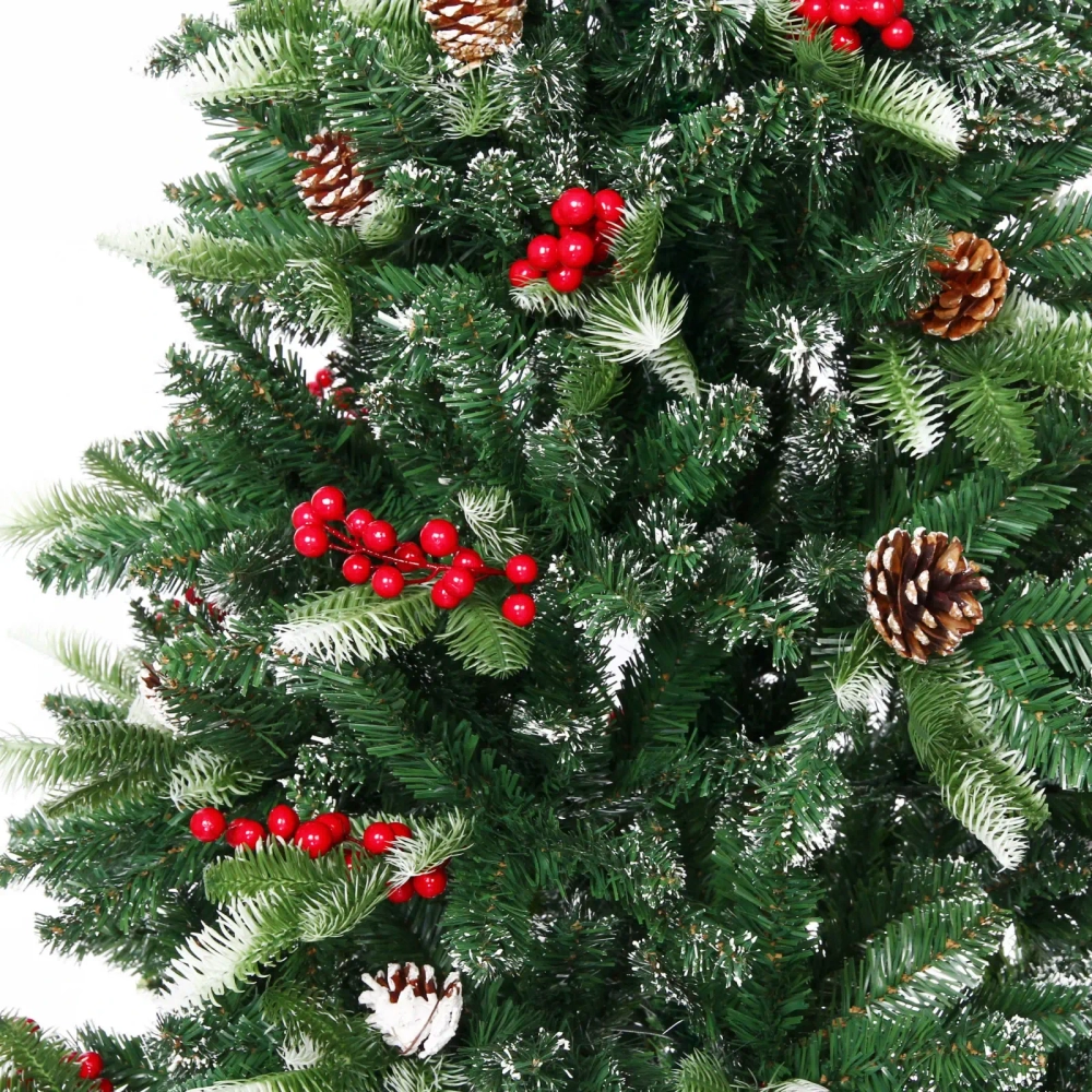 Ёлка «Маскарад» 150 см, ПВХ+резина с шишками, ягодами и снегом (447 веток)