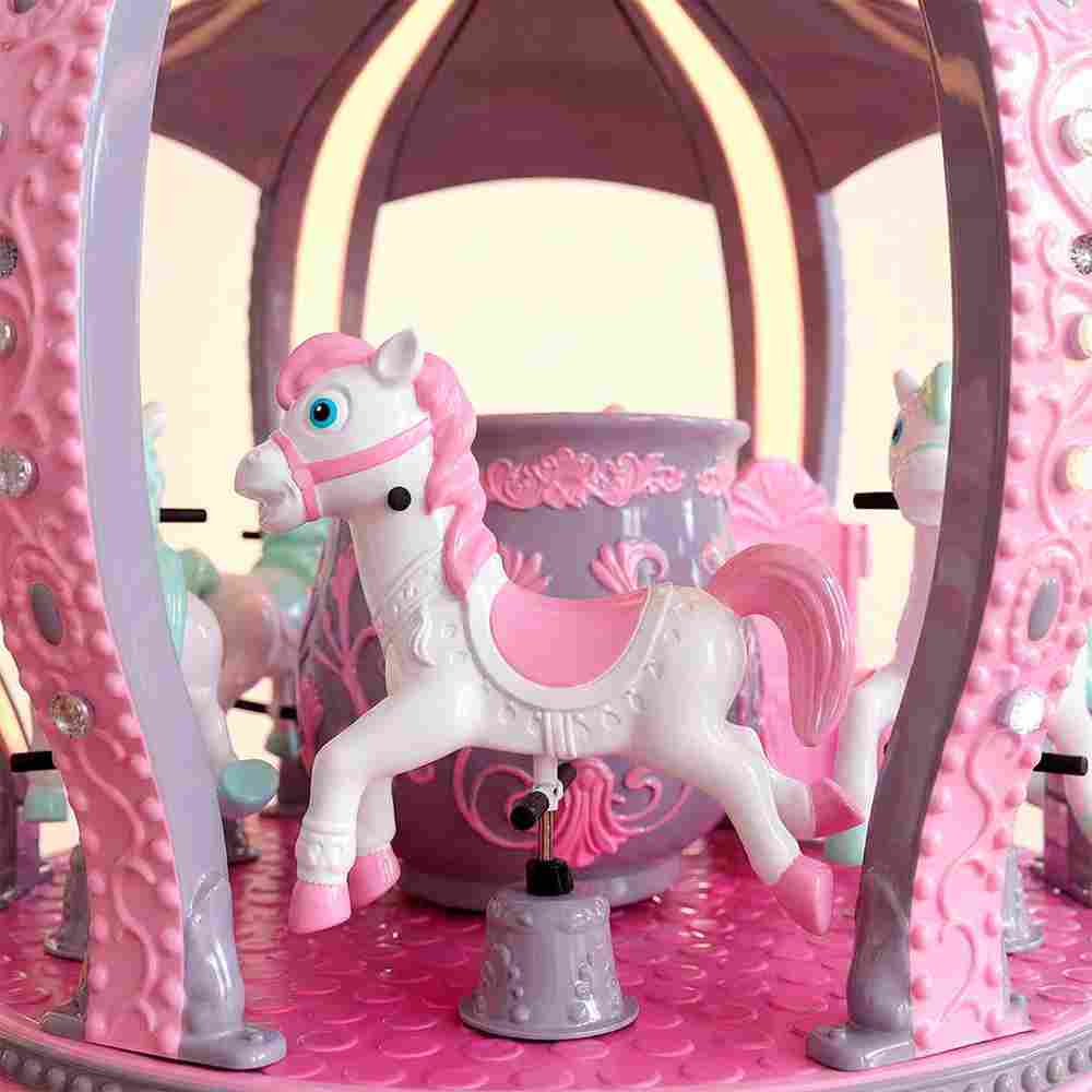 Детская электрическая карусель «Корона Принцессы» розовая, 8 мест