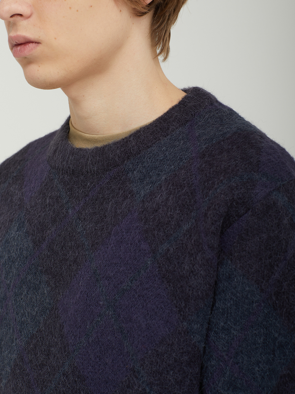 Мужской Свитер Mohair Argyle Knit