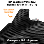 Передние автомобильные коврики ЭВА с бортами для KIA Sportage IV (15-22г.), Hyundai Tucson III (15-21г.)