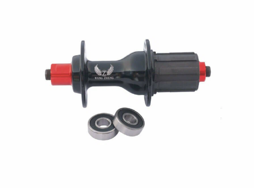 Втулка WZ задн. ROAD, алюминиевая, под кассету 8-11скоростей, на эксцентрике, 32 отверстия, ось M10x130x140мм, промподшипники, красно-черная(50)