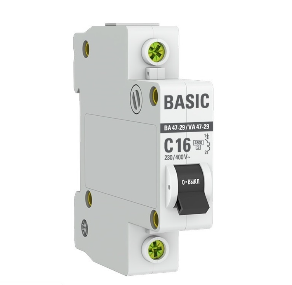Автоматический выключатель EKF ВА 47-29 4,5кА, С 16А, 1П