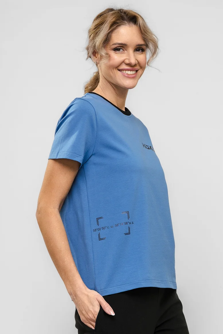 Футболка "НОХО" женская, цвет "Полуночная синева"