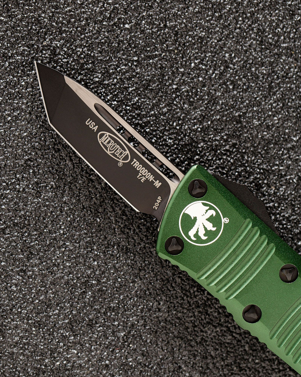 Автоматический складной нож SteelBro Microtech Mini Troodon Black Tanto 240-1OD (зеленый) фронталка/выкидуха