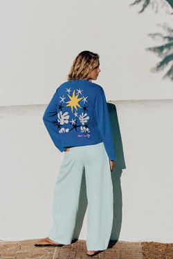 ZARA ФУТБОЛКА HENRI MATISSE С ЭФФЕКТОМ ПОТЕРТОСТИ, СИНИЙ