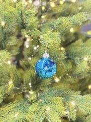 Стеклянный шар Лошадка 60 мм., бирюзовый, стекло, Ёлочка (С29-1/3)